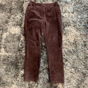 Vintage Women's Suede Leather Pants Size 14 Western Bianca Nygard Dark Brown
